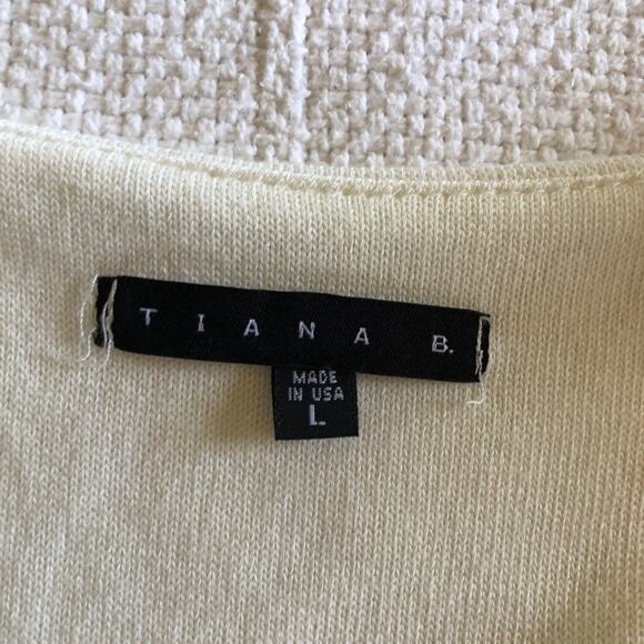 Tiana B Color Block Sweater Dress L Cream Gray Black Made in USA Office Career - Picture 8 of 11